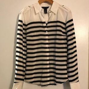 WHBM Silk Long Sleeved Button Down